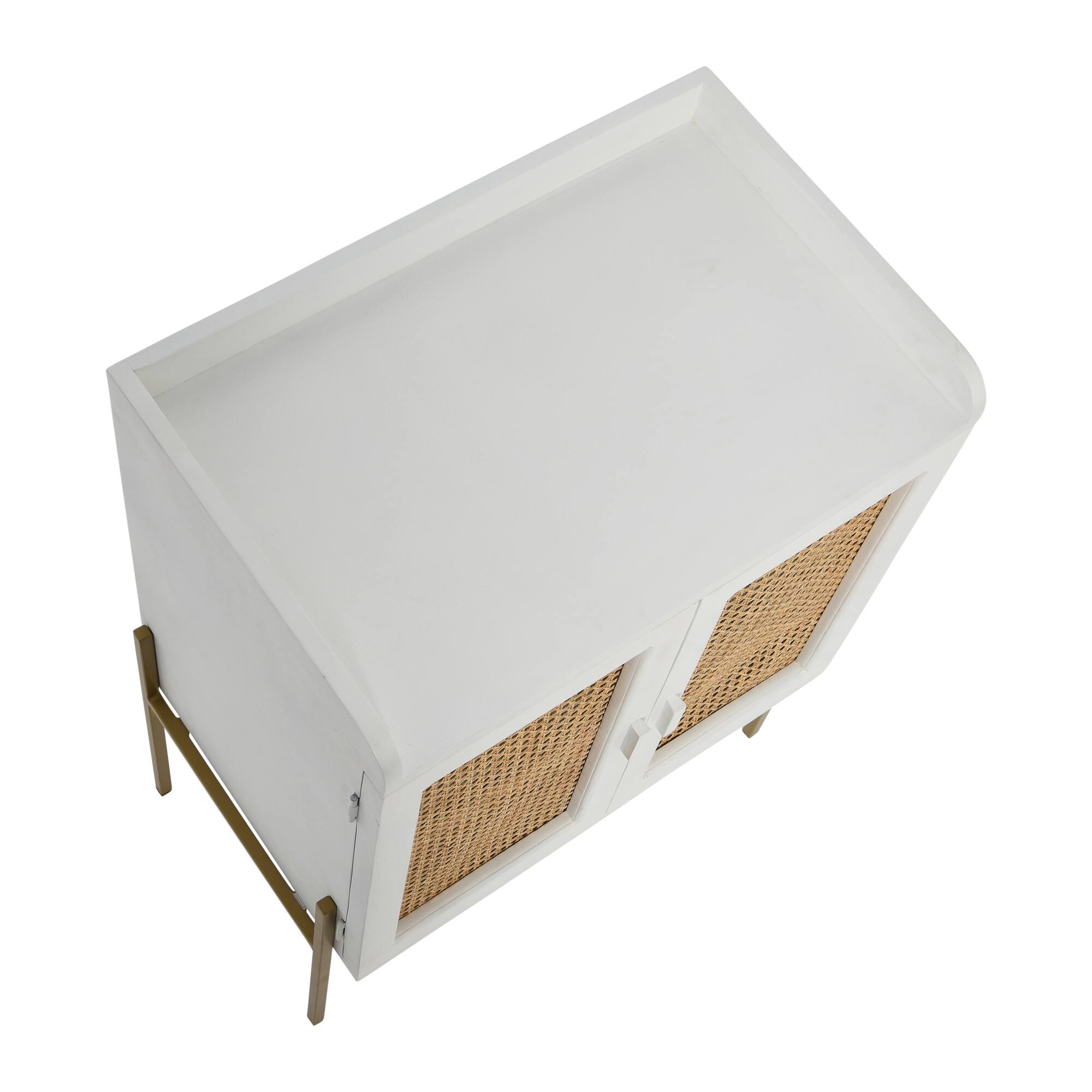 Hello Honey® 36" Boho Solid Wood Bar Cabinet with Metal Legs and Woven Cane Doors